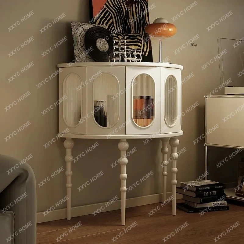 

X Style Chinese Style Entrance Cabinet Retro High Leg Semicircle Curio Cabinet