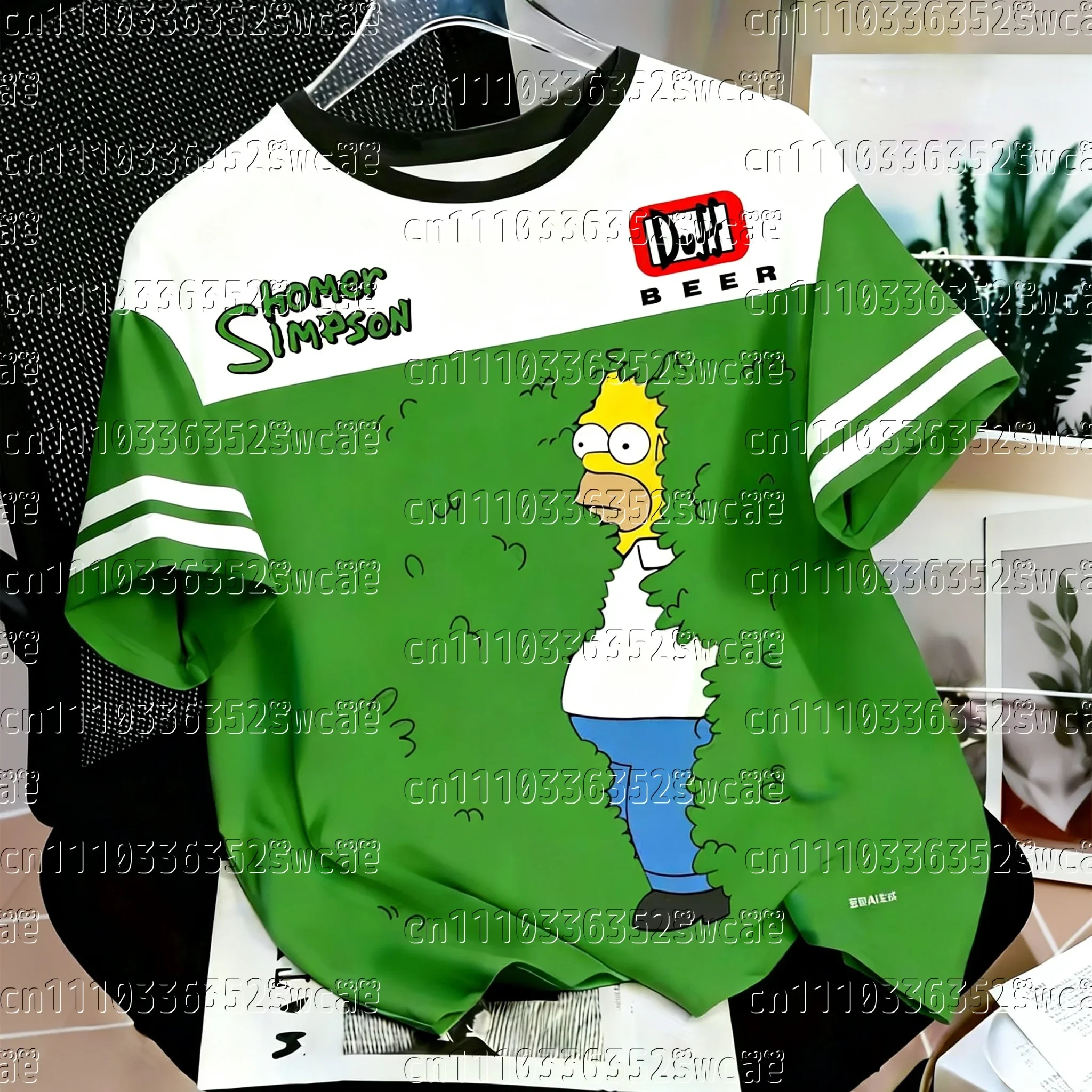New  Classic Animation Simpsons Series American Street Jersey Summer T-shirt, Extra Large Size, Family Matching