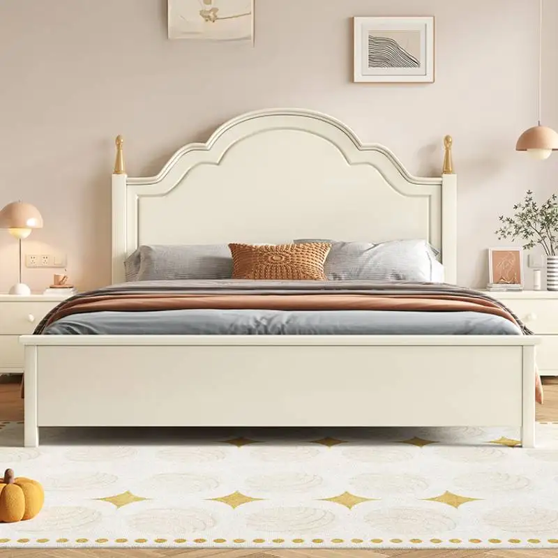 

Pretty Tall Headboard Bed Queen Elegant Unique Solid Wood Nightstands Beds King Bedroom Luxury Letto Moderno House Accessories