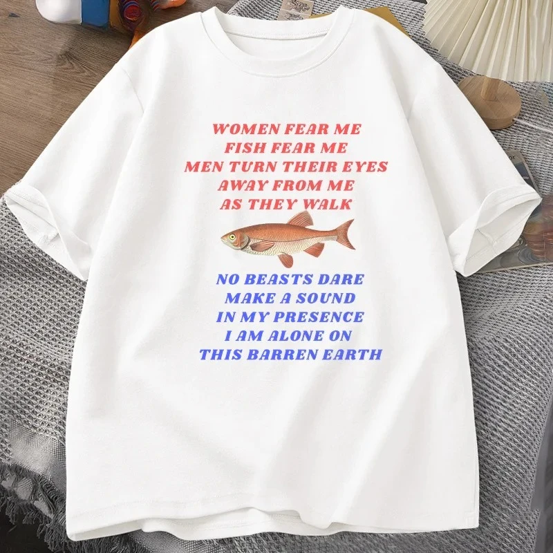 Camiseta Fear Me Fish Fear Me para mujer camiseta de pesca Meme camisetas de pesca divertidas y extrañas Camiseta estampada