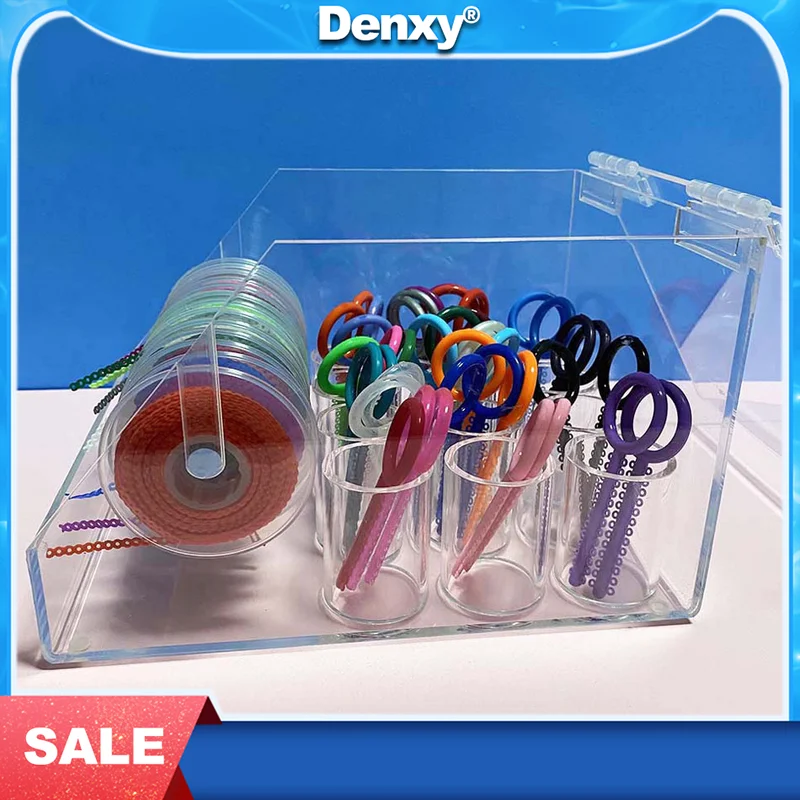 DENXY 1 pcs Dental Placing Box Orthodontic Ligature Tie  Elastic Power Chain Acrylic Dispenser