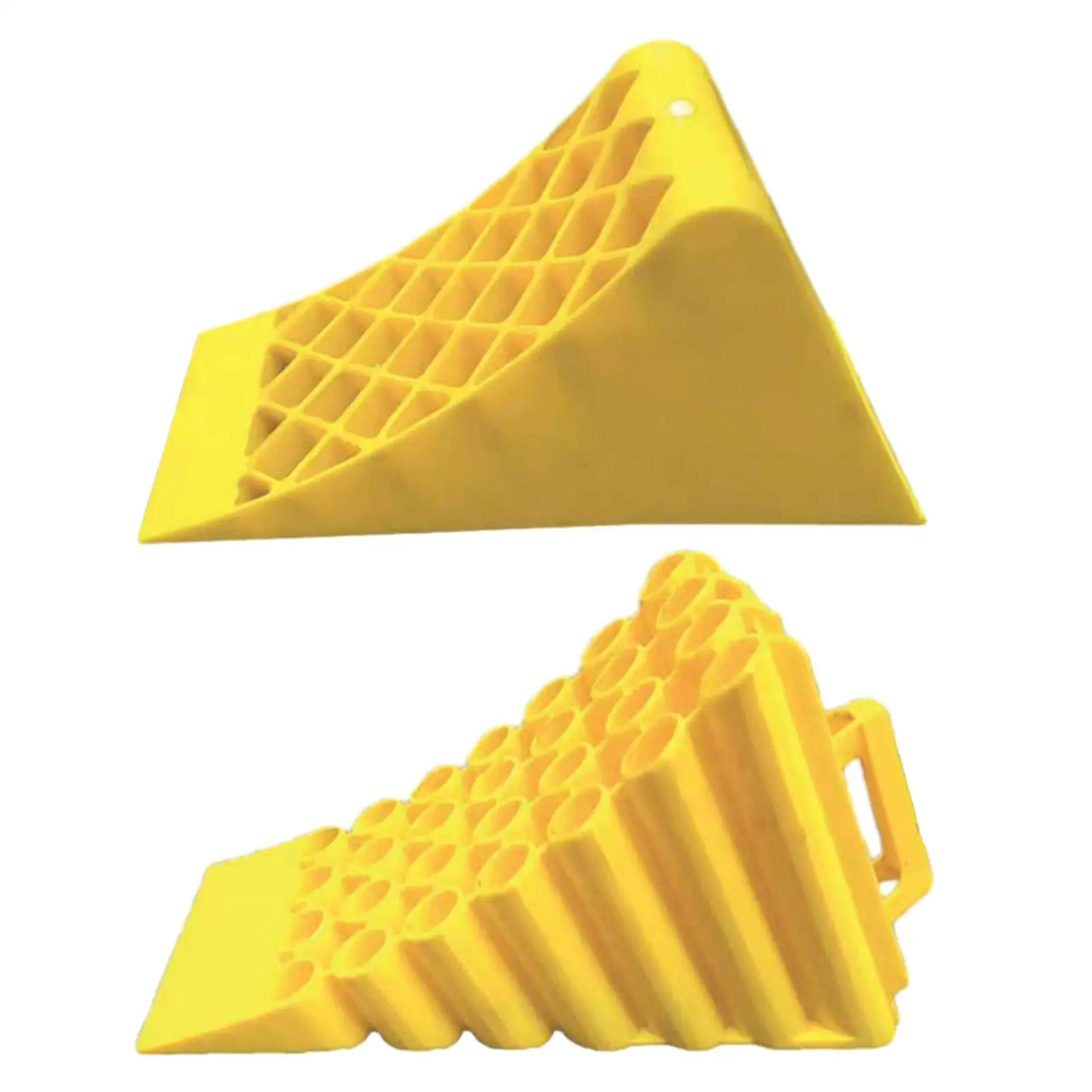 Truck Car Wheel Chock Non Slip Stopper Yellow Sturdy Triangle Base for Blocking