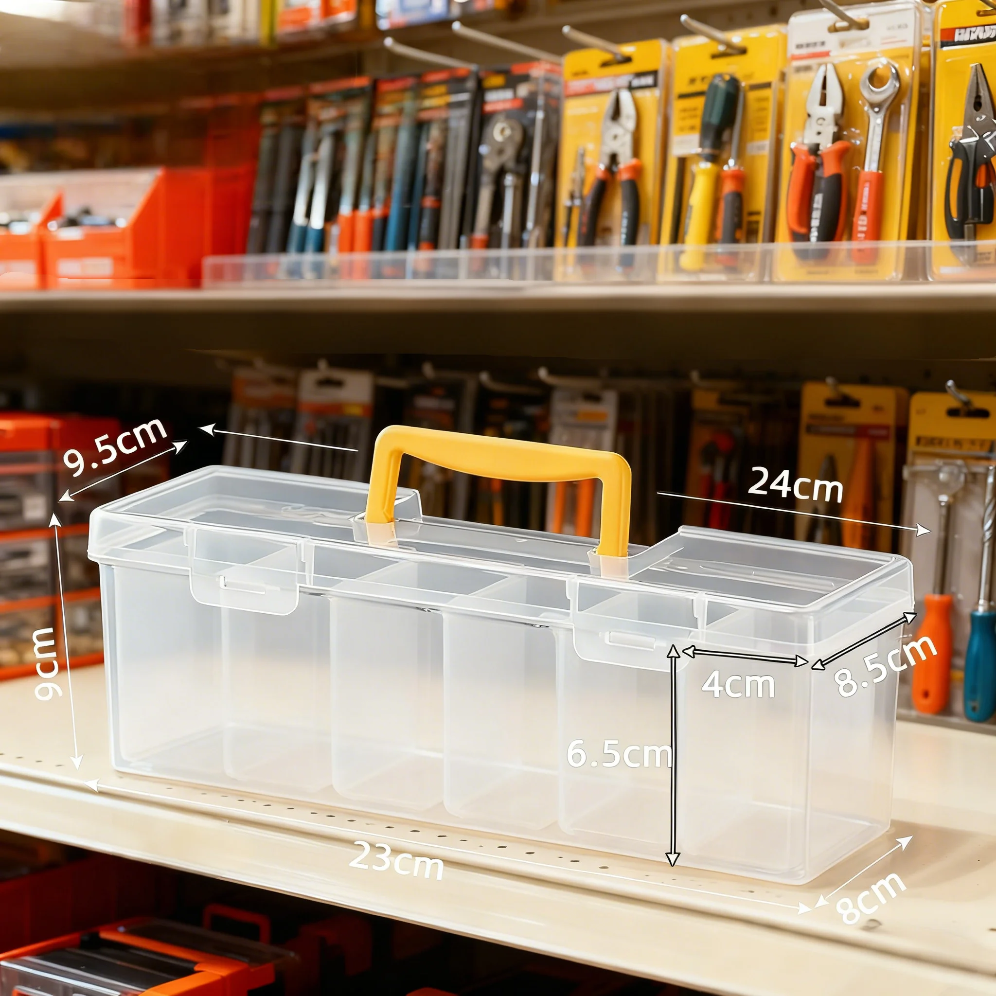 

Бытовой многофункциональный ящик для инструментов, прозрачный портативный ящик для хранения инструментов, гаечный ключ, винт и органайзер для деталей.