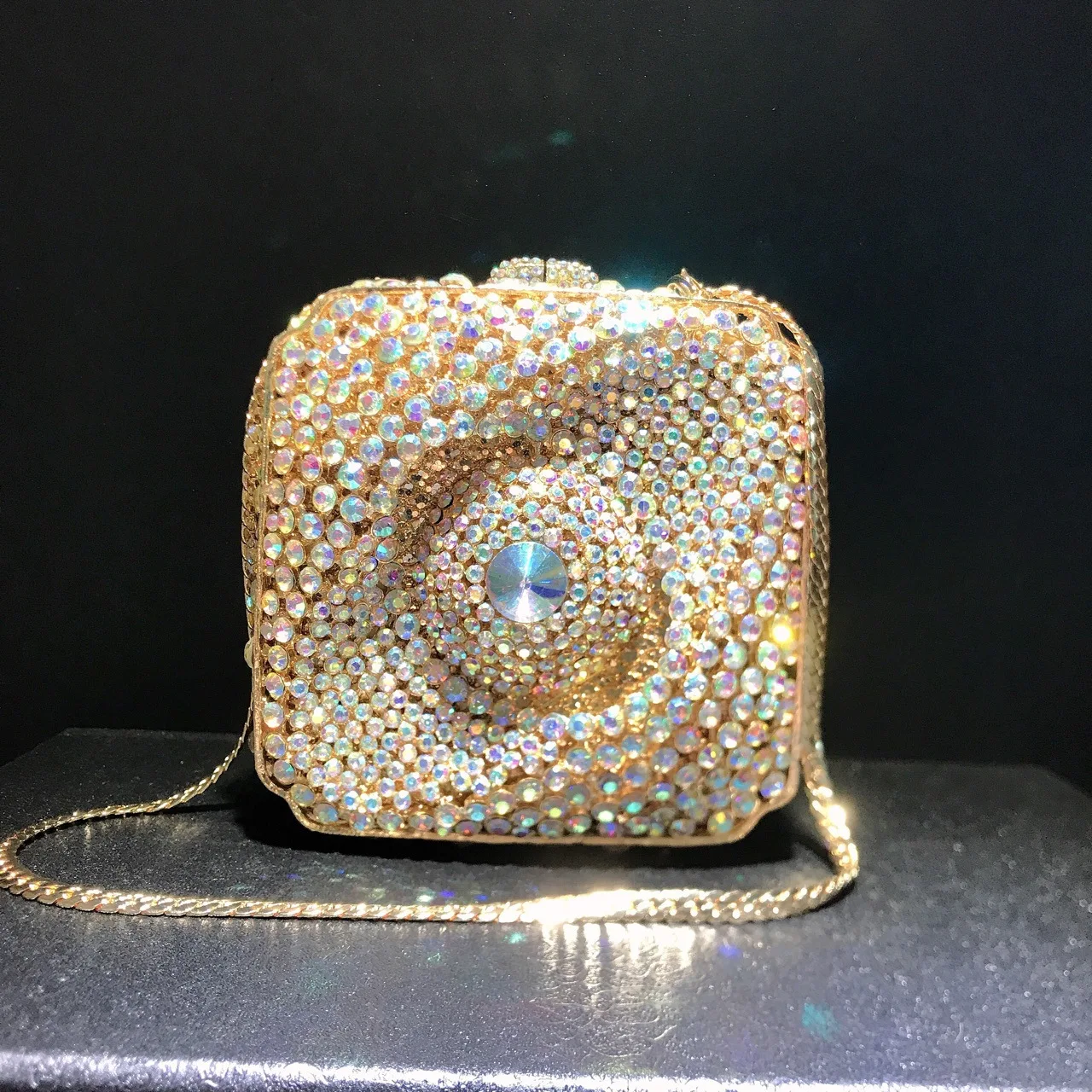 Eye Of The Universe Diamond Dinner Women's Bag Banquet Rhinestones Small Square Box Stone Clutch Rhinestone Purse Mochilas Mujer