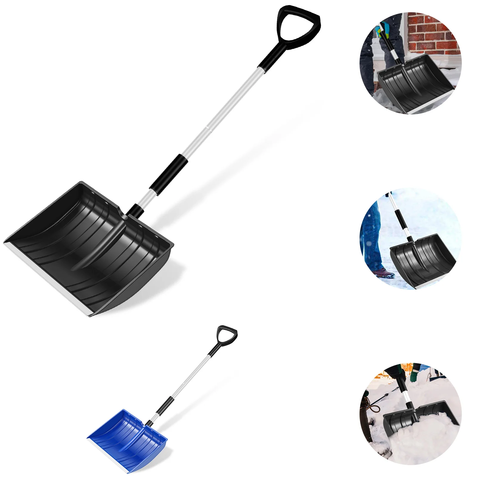 47-Inch Snow Shovel Large Capacity Snow Removal Shovel with 16-Inch Wide Shovel for Faster and Efficient Snow Clearing Tools