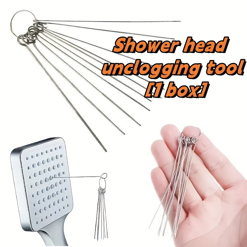 10 Stainless Steel Needle Shower Head Cleaning Brush Set, Suitable for Multi Size Shower Heads,bathroom Accessory Cleaning Tools view 2