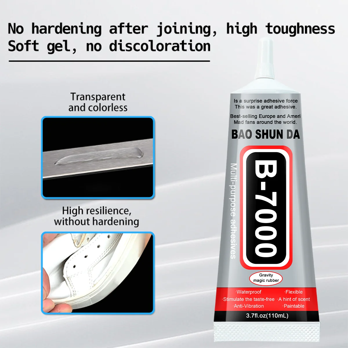 B7000 Transparent Shoe Repair Adhesive, 110ml Super Strong Shoe Glue, DIY Repair Adhesive, Waterproof Universal Shoe Sealants for Sneakers, Boots, Leather image 3