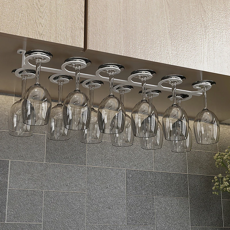 4/8/12 Cups Metal Wine Glass Rack Holder Stemware Hanging Under Cabinet Stemware Holder Storage Bar Kitchen Glass Wine Cup Shelf