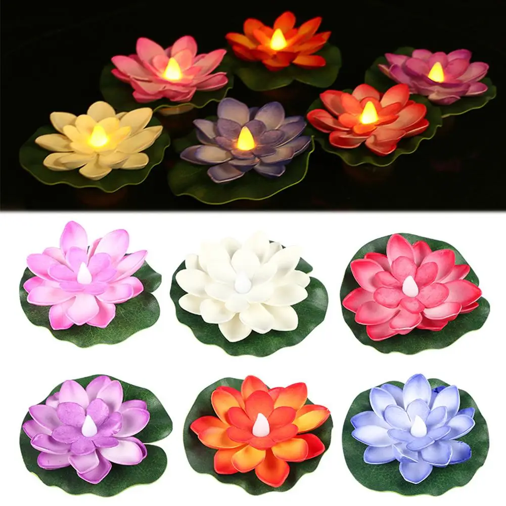 Solar Floating Pool Lights Outdoor Lotus Pond Decoration RGB LED Lamp Lotus Waterproof D3Z7