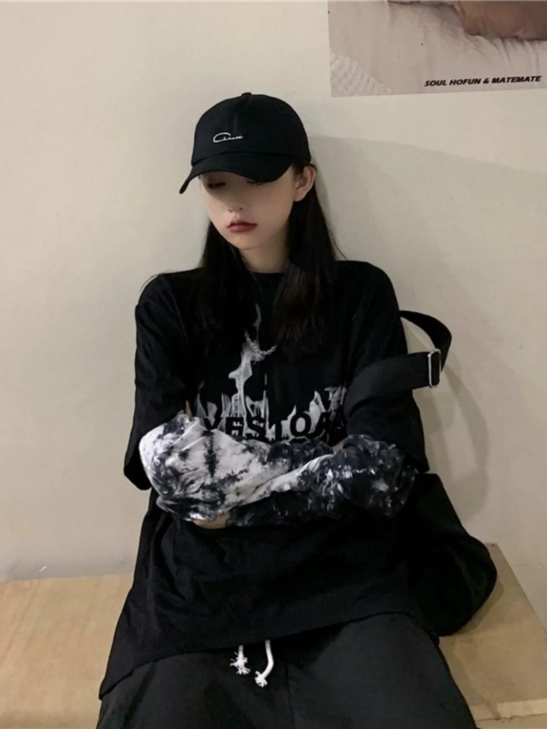 

loween Street Sle Punk Jazz Dancing Loose Fit Women's T-irt Skeleton Print Long Sve Mid-Length Casual Cotton Top