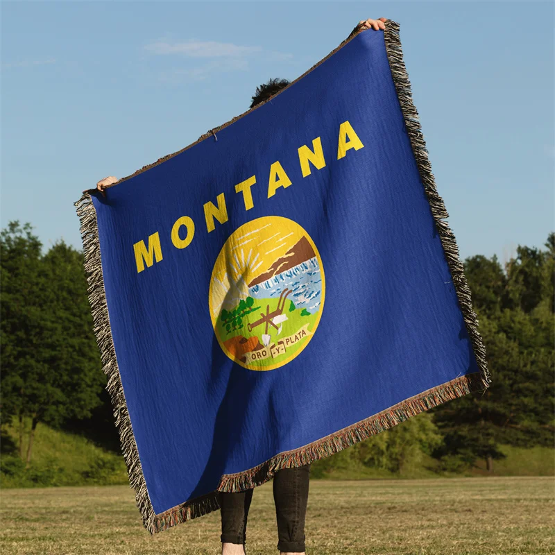 Gaslight Gatekeep Girlboss Montana United States of America Jacquard Fringed Woven Throw Blanket