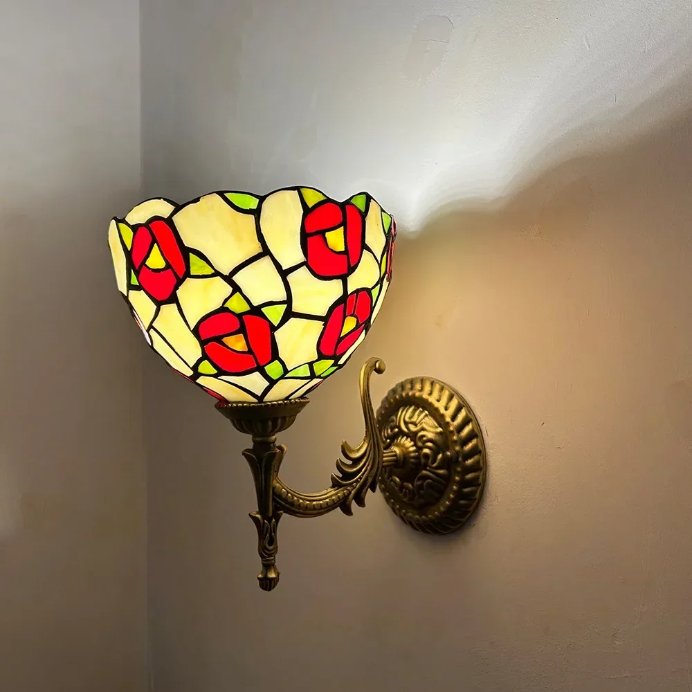 Modern simple bead petal makeup table mirror headlight aisle balcony wall light room decor