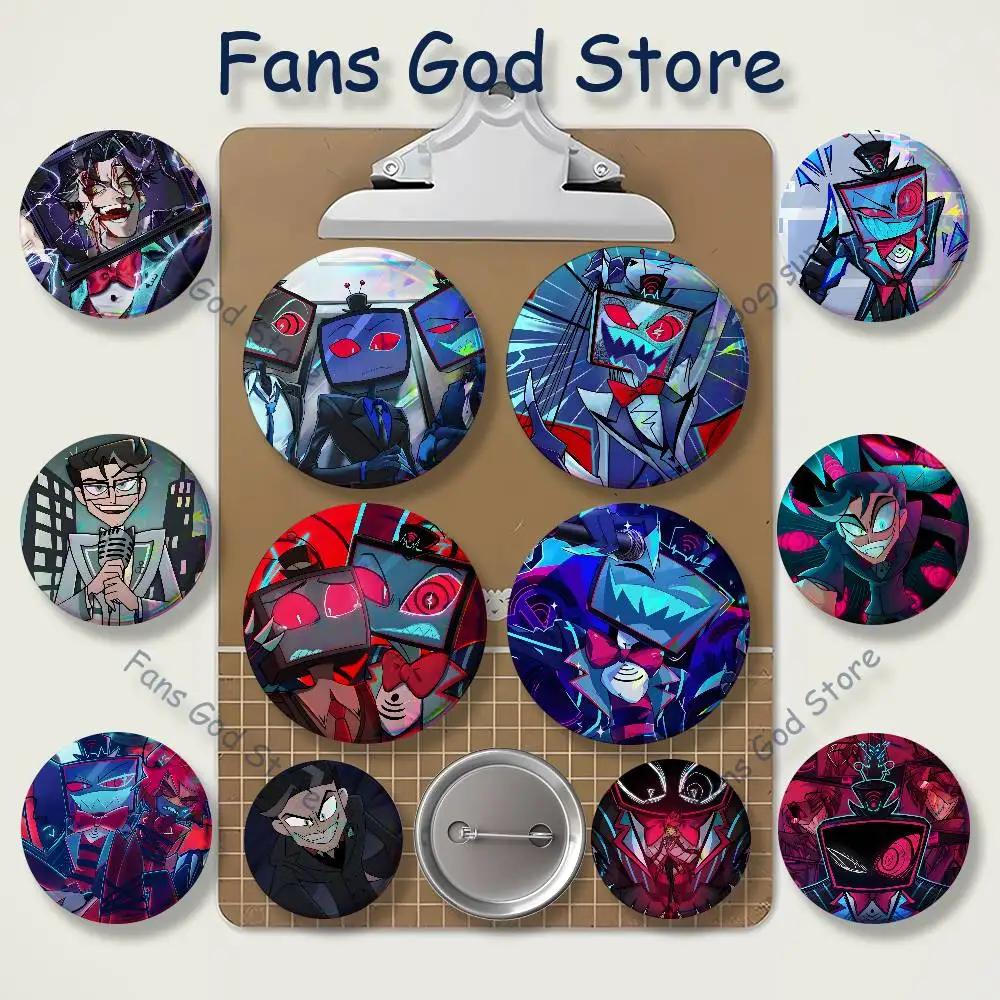 H-Hazbins H-Hotel VOX Brooches For Backpack Accessories 25mm,32mm,48mm,58mm,75mm Round Enamel Pins Cartoon Badge