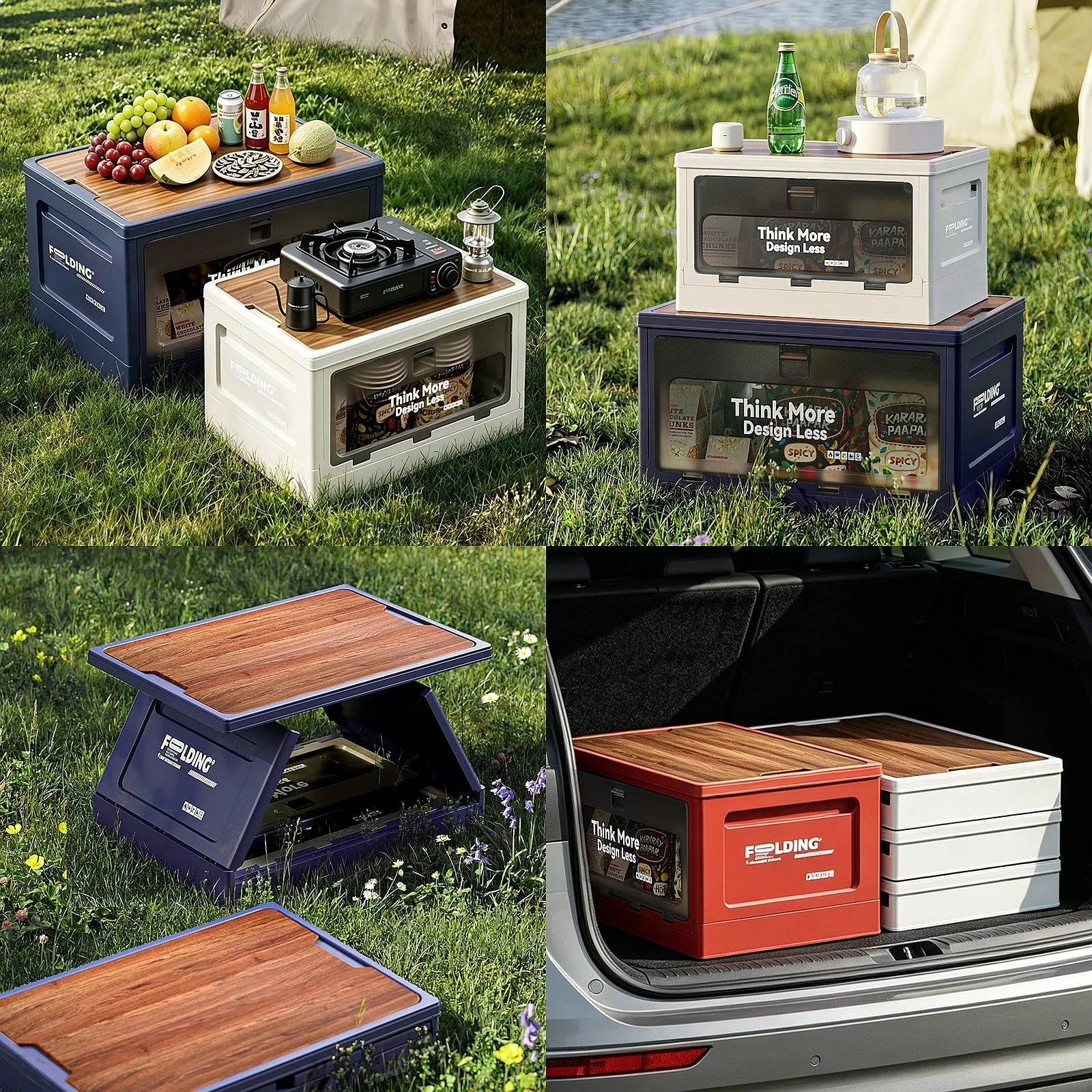 Multifunctional Outdoor Picnic Storage Crate, Foldable Visible Container for Travel & Home