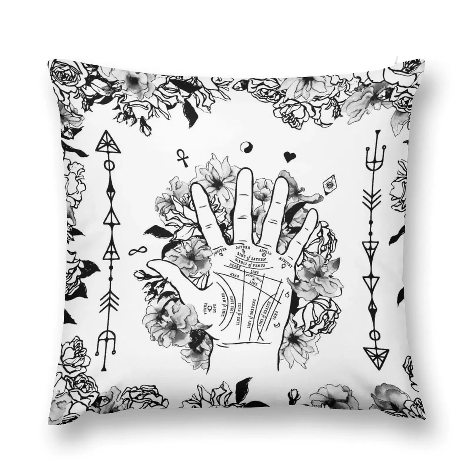 

Palm Reading & Roses Throw Pillow sleeping pillows Sofa Covers Cushion Cover Set pillow