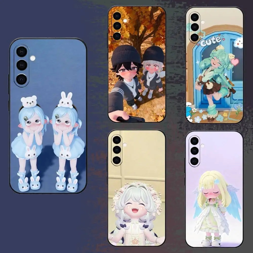 H-Heartopia Character Wearing Print Phone Case For Samsung Galaxy A73,A72,A71,A70,A52,A51 Others Soft Black Cover