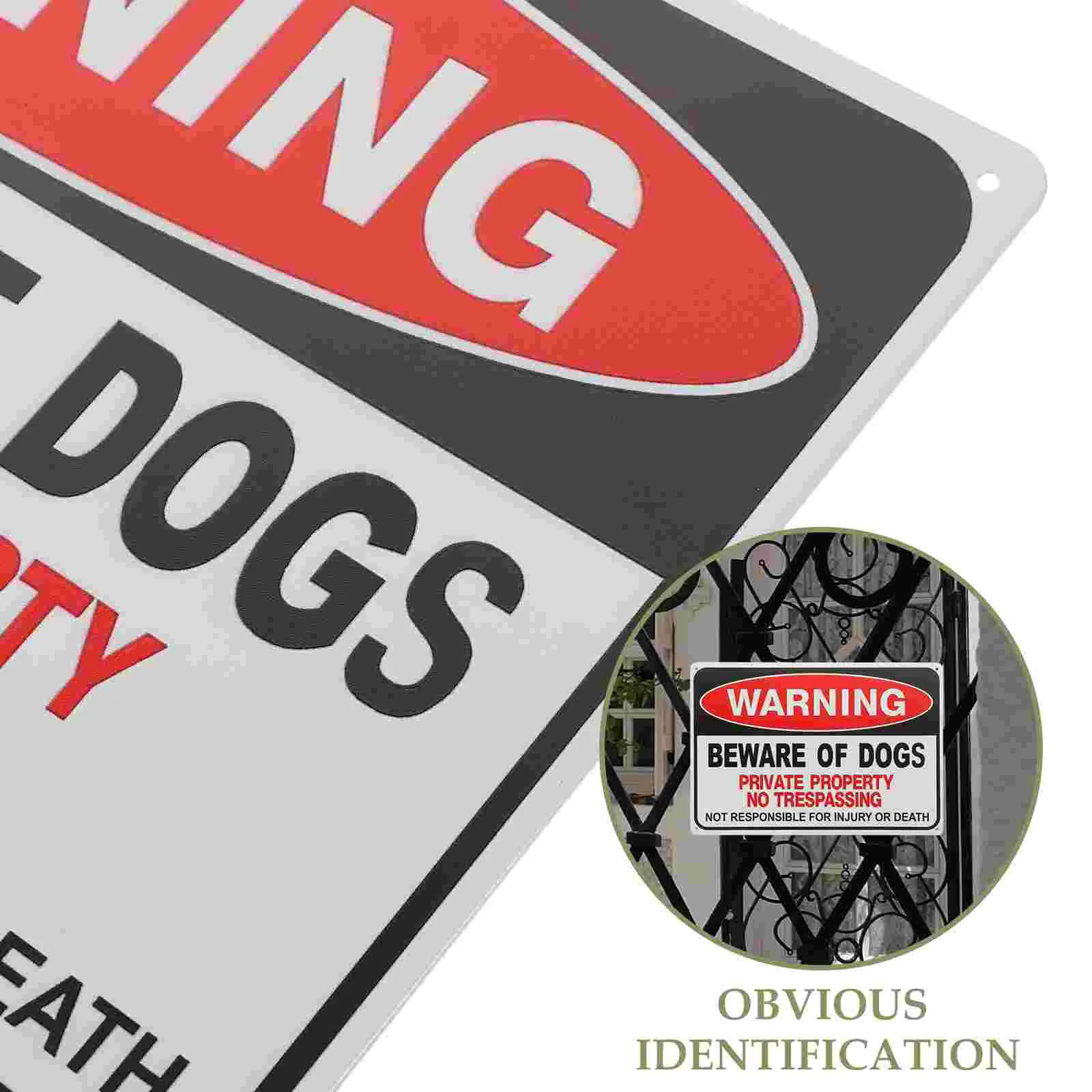 2 Pcs Dog Warning Sign Caution Garden Courtyard for Beware of Signs Fence Black Outdoor