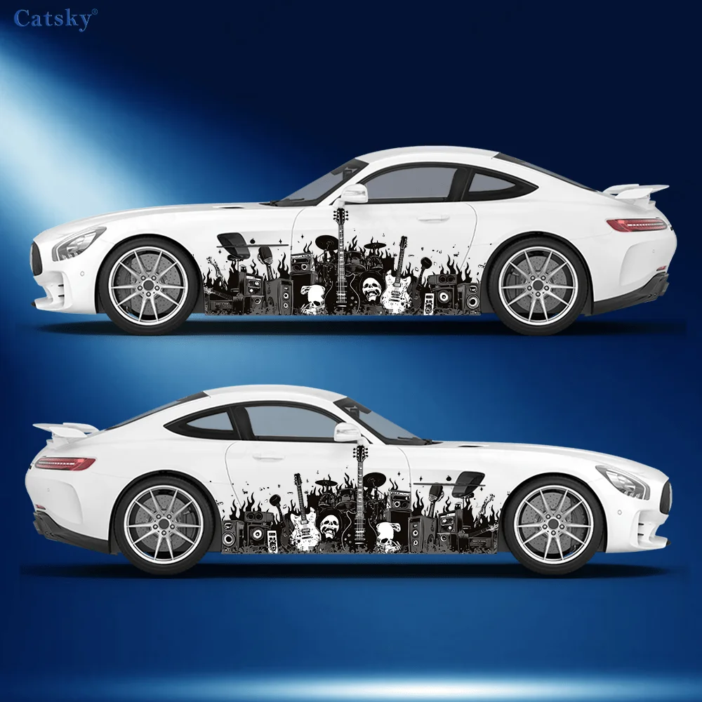 

Наклейка с изображением гитары и черепа в стиле Flame Music, прочная, устойчивая к выцветанию, легко устанавливается и снимается — украсьте красоту вашего автомобиля.