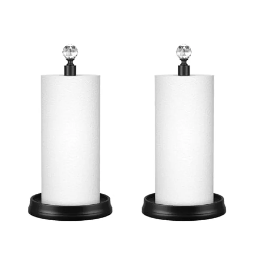 

Paper Towel Holder, Steel Paper Towel Holder Countertop with Crystal Head for Kitchen Countertops, Bars and Dining Tables,2 Pac