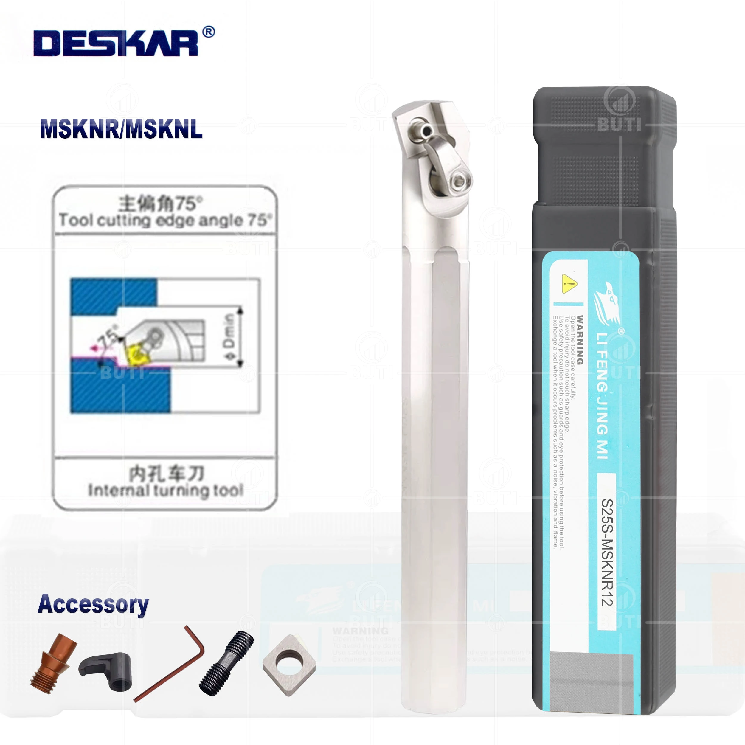 

DESKAR 100% Original MSKNR/L CNC White Tool Holder HSS Metal Lathe Internal Turning Boring Bar For SNMG12 Carbide Cutting Insert