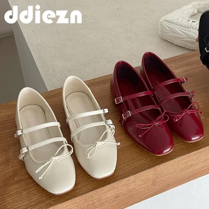 Female Mary Jane Shoes Ladies Ballet Flats New In Women Lolita 2024 New Casual Outside Buckle Strap Fashion Square Toe