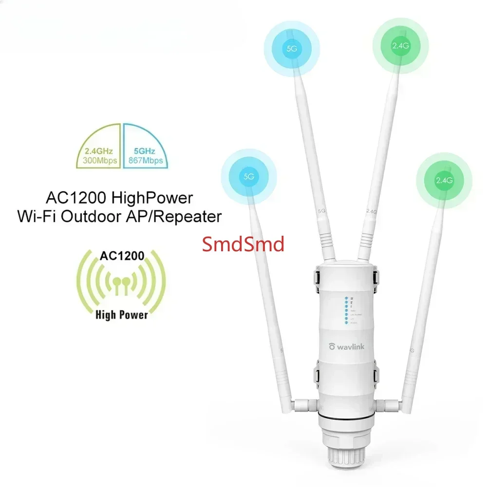 High Power AC1200 Outdoor Waterproof Wireless WiFi Repeater AP/WiFi Router Dual Dand 5G Long Range Extender Antenna