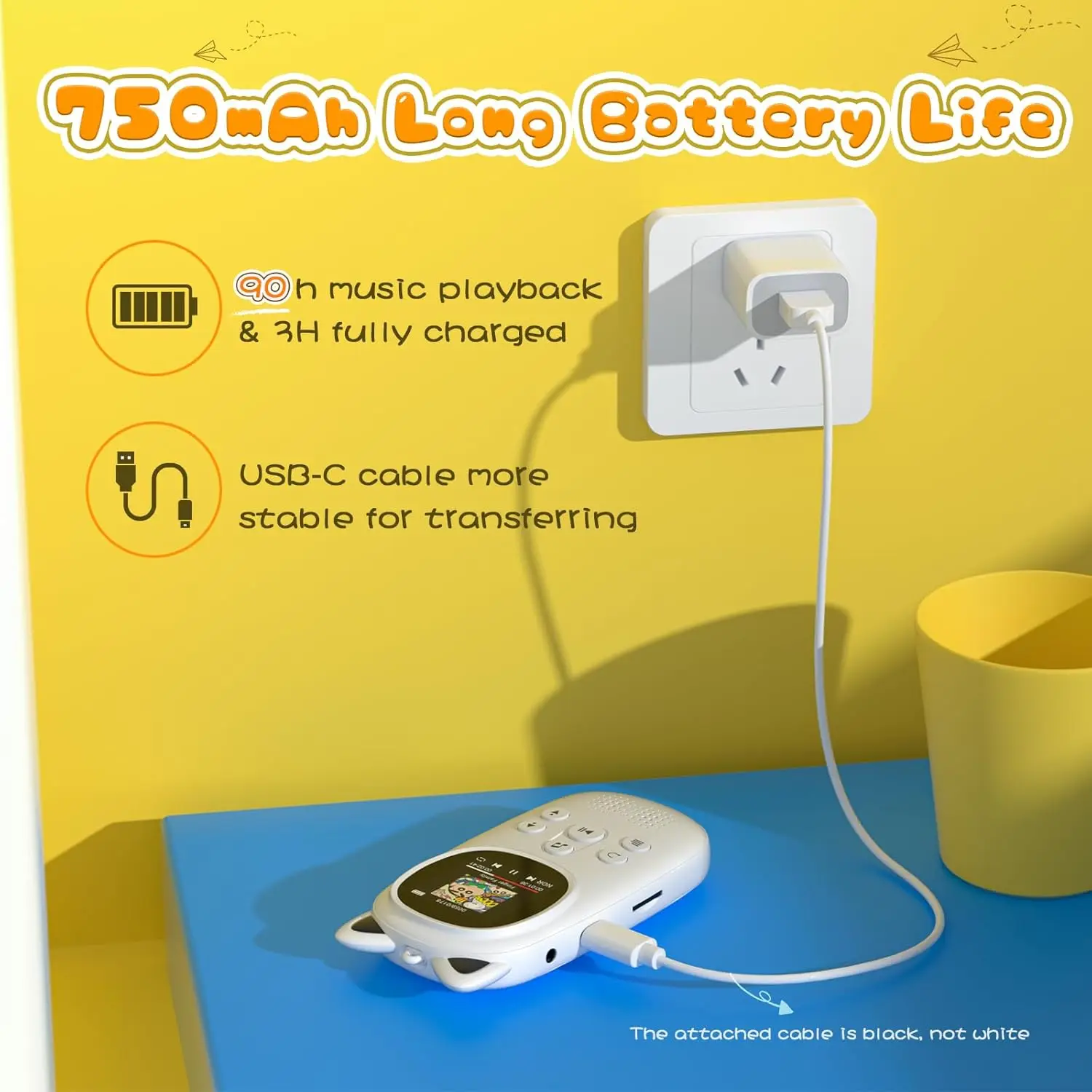 Oilsky MP3 Player Children with Headphones, 32GB, Bluetooth 5.0,  with Speaker, FM Radio, Pedometer, Voice Recorder, Up to 128GB view 6