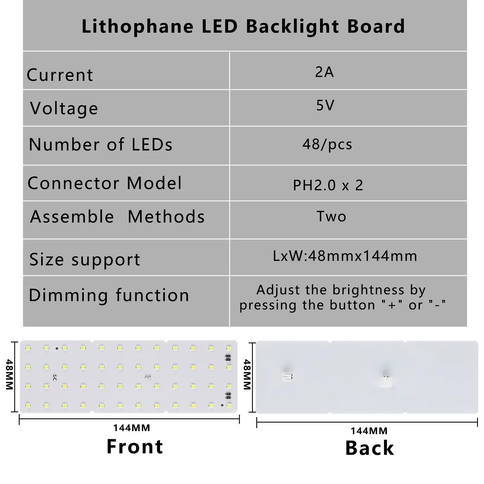 Lithofhaan LED Backlight Board Kit Dimbaar Fotolijst USB-voeding Geschikt voor Bambu reliëfbord, Compatibel met KC009