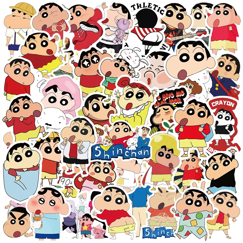 50 قطعة تلوين شين تشان أنيمي الكرتون ملصق DIY بها بنفسك الهاتف المحمول الأمتعة سكيت الكتابة على الجدران الشارات متعة لعبة طفل