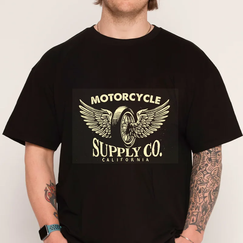 

Motorcycle Wheels Wings T-shirt New Fashion Cotton Men Short Sleeve Printing O-Neck Casual T Shirt