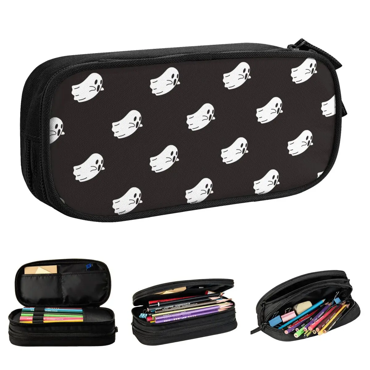 Cartoon Ghost Icons Halloween Pencil Cases New Goth Cute Pen Box Bag Girls Boys Big Capacity School Supplies Zipper Pencilcases