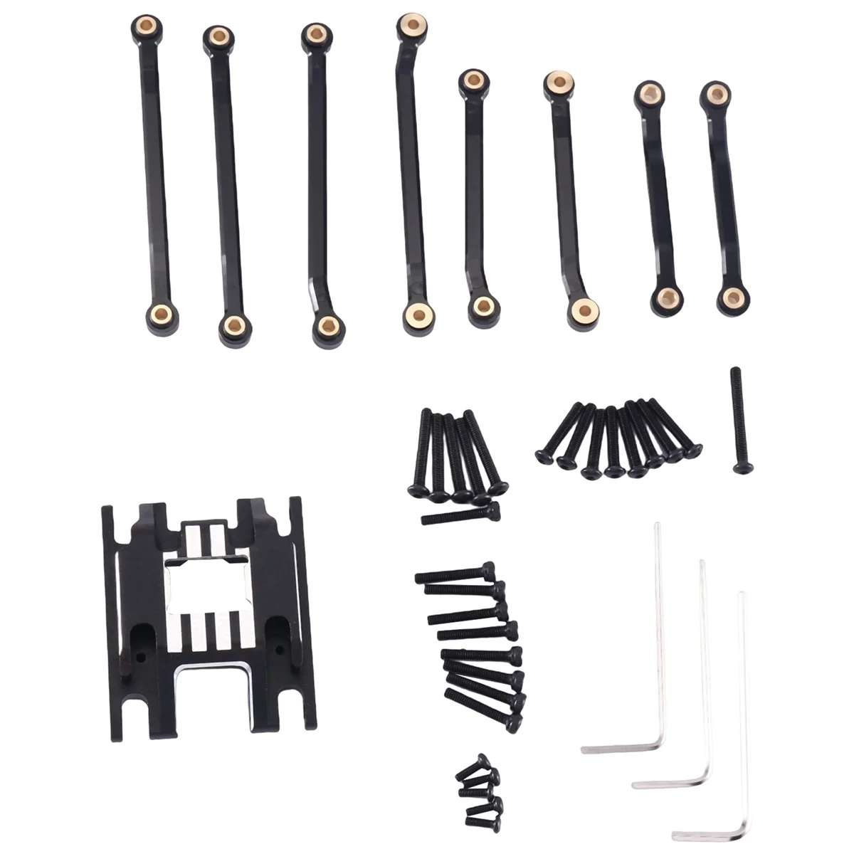 Metal Skidplate and High Clearance Suspension Link Set 9736 9749 for TRX4M 1/18 RC Car Upgrade Parts Accessories, Black