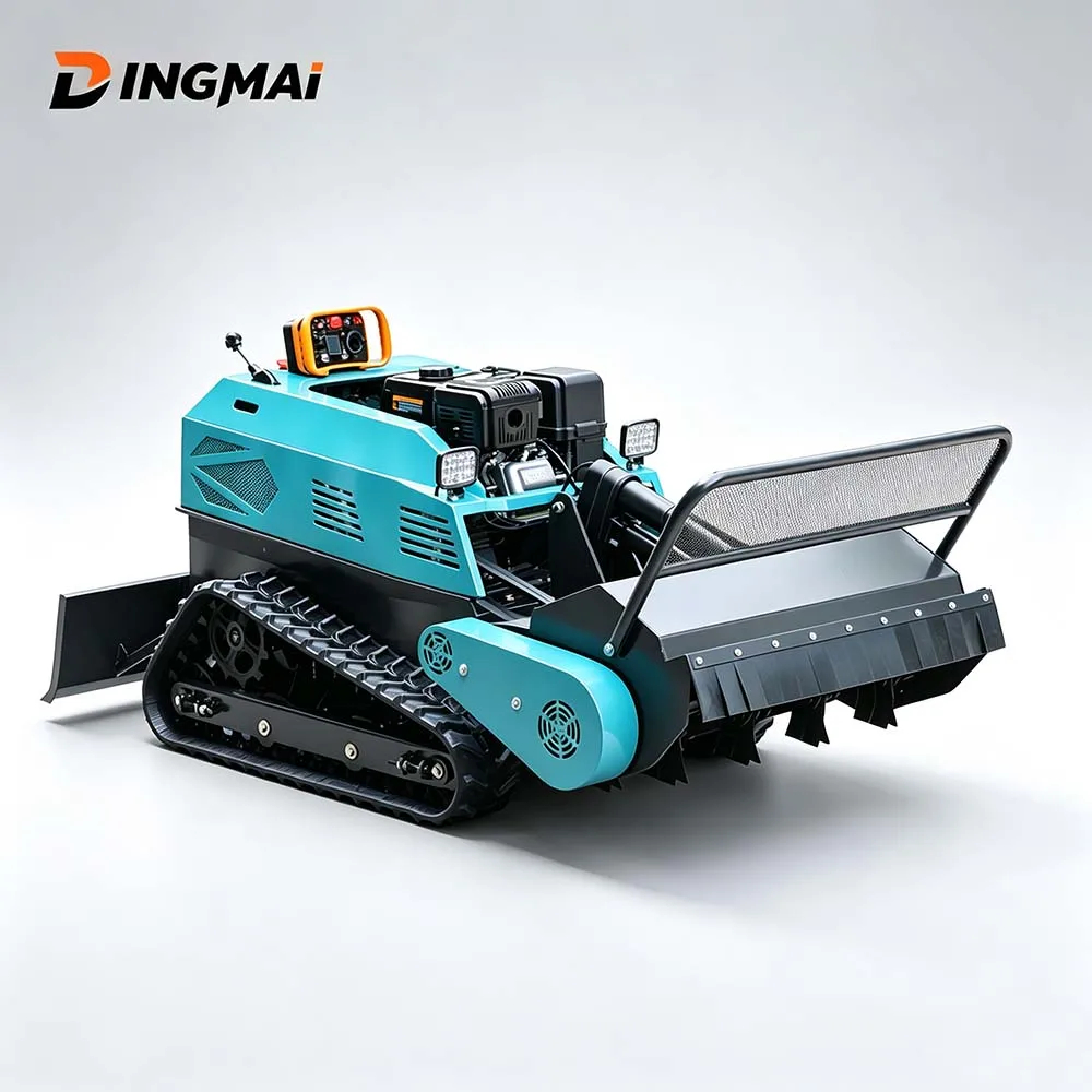 Customized Heavy Load Remote Tracked Lawn Mower 6.5mm Manganese Serrated Blade 2000W Generator For Wasteland Reclamation