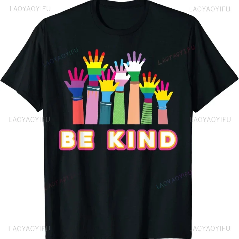 Be Kind Sign Language Hand Talking Les Pride ASL T-Shirt Funny Fashion Individuality Graphic T Shirt Tops Hip-hop Streetwear