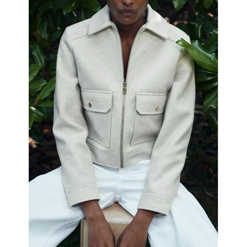 แจ็คเก็ตผู้หญิง ฤดูใบไม้ร่วง 2025 เสื้อโค้ทใหม่ สไตล์เก๋ อุ่น ฤดูหนาว เสื้อแจ็คเก็ตผู้หญิง แฟชั่นสตรีท วัยรุ่น สง่างาม แขนยาว เสื้อคลุม