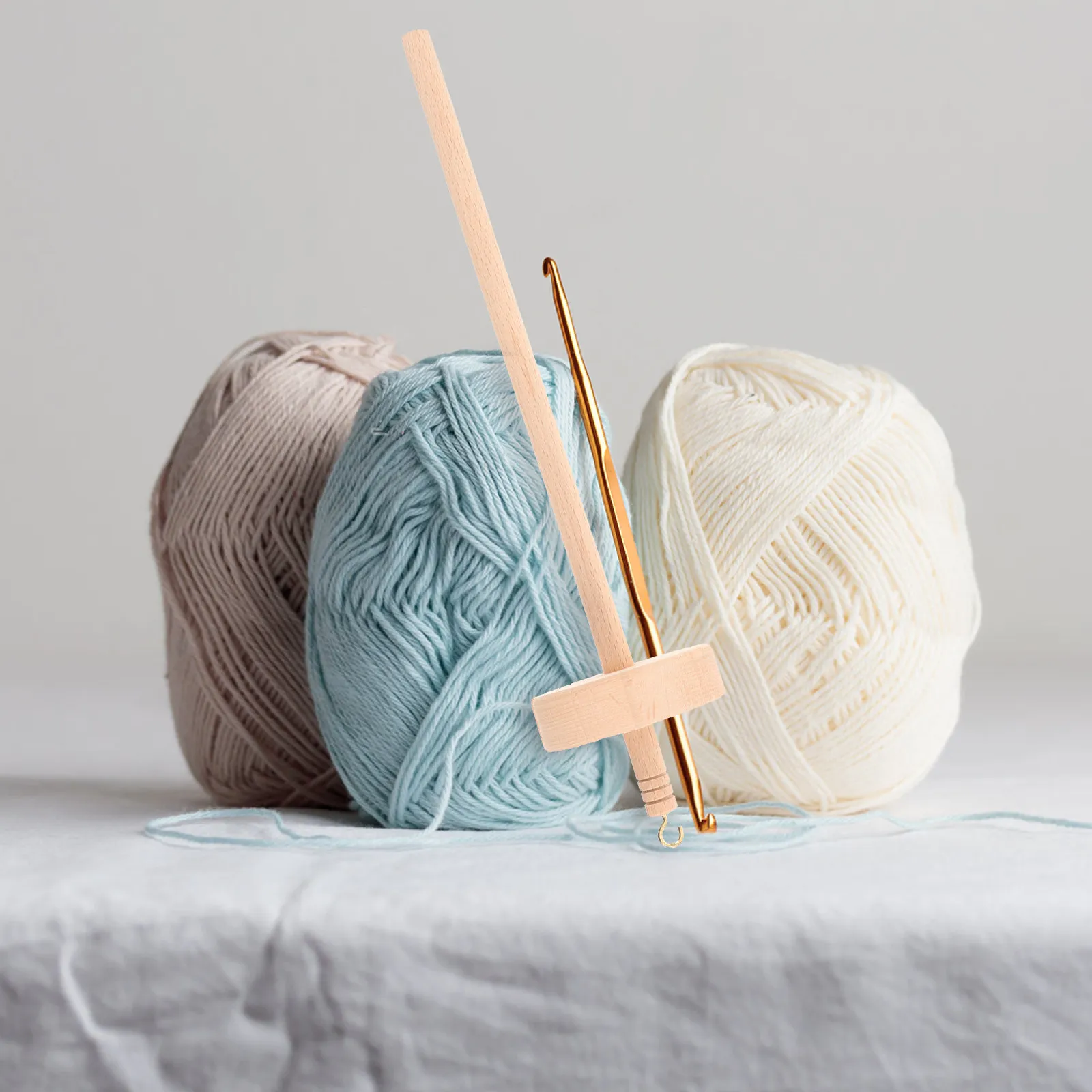 Wood Drop Spindle Lightweight Wear Resistant Wooden Thread Holder Sewing Thread Rack Knitting Tool Portable Yarn Winder