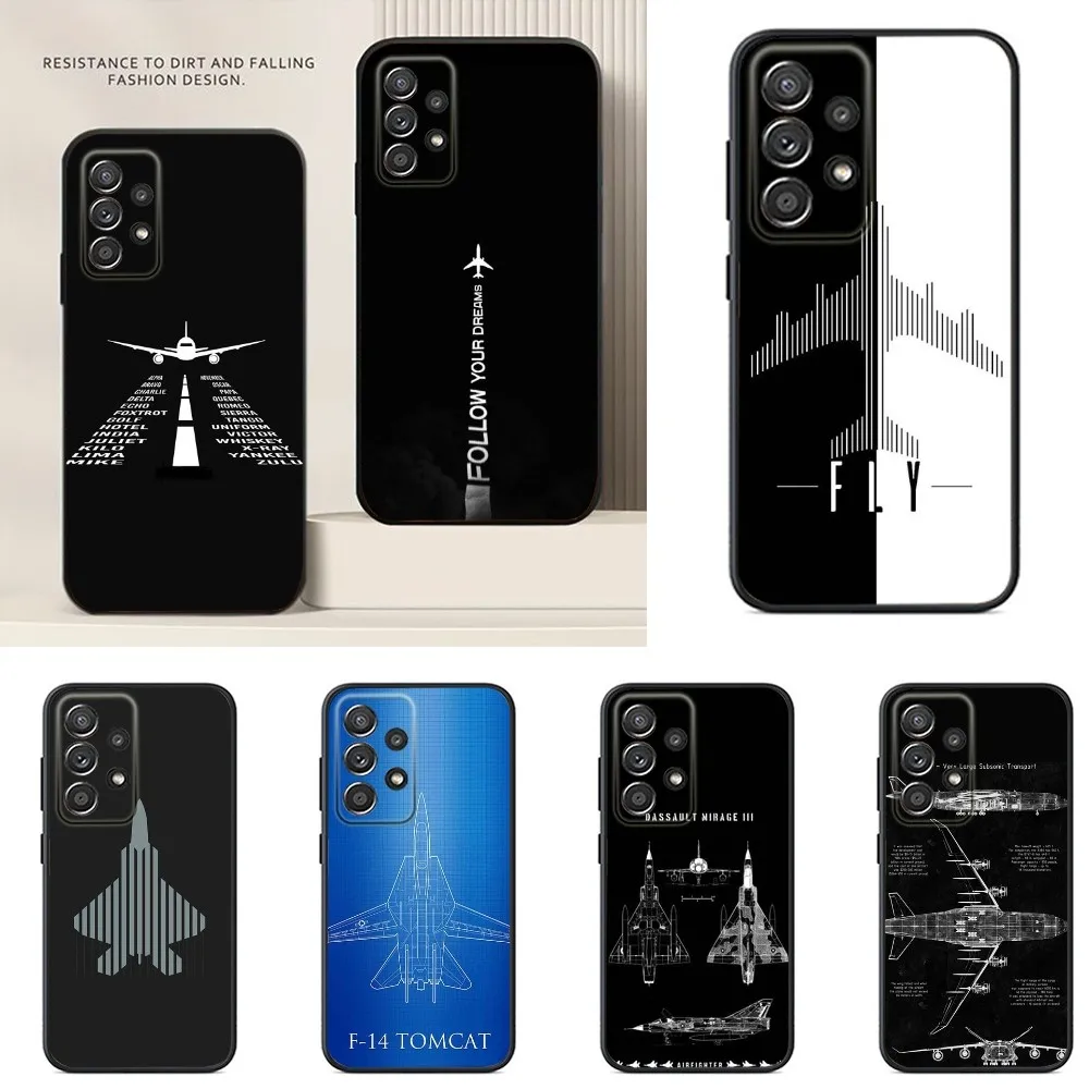 

Aircraft Helicopter Airplane Phone Case For Samsung S24,S23,S22,S21,S20,S10,S10E,S9 Plus FE Note 20 Ultra 10 Plus Black Case