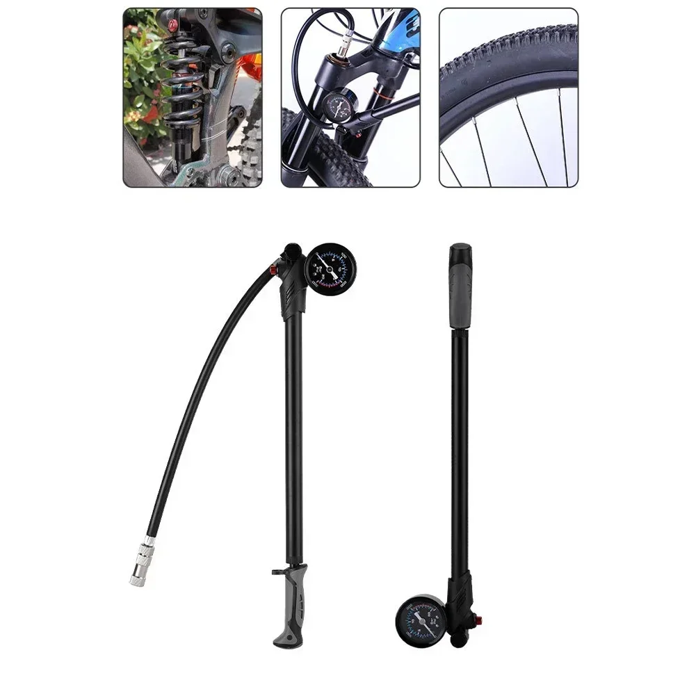 300PSI Bike Air Pump High Pressure MTB Bike Shock Pump With Meter Front Fork Pump Aluminum Alloy For Front Fork Rear Suspension