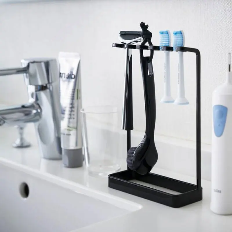 Stand Type Metal Toothbrush Holder Hanger Bathroom Tooth Brush Toothpaste Razor-Organizers Rack Stand Bathroom Accessories