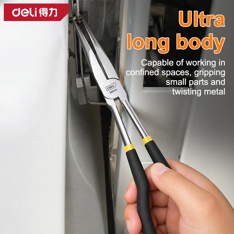 High Carbon Steel Forged Long Nose Pliers 11/16 Inch Quenched Hardened Needle Nose Extended Reach Pliers for Wire Bending Craft