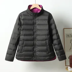 Chaquetas de plumón de pato acolchado para mujer, abrigo de retales a la moda con cuello levantado, ropa de abrigo a prueba de viento de estilo coreano, otoño e invierno, novedad de 2024