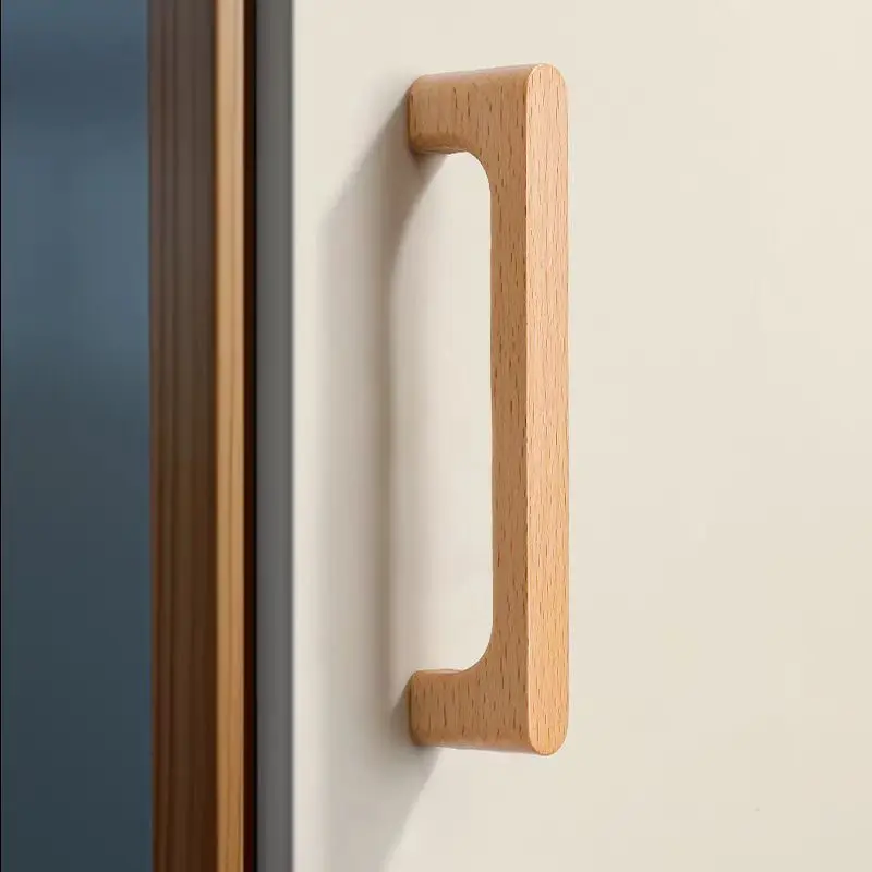 Log wood color wooden cabinet door handles cabinet wardrobe handle modern simple solid wood handle drawer door handles