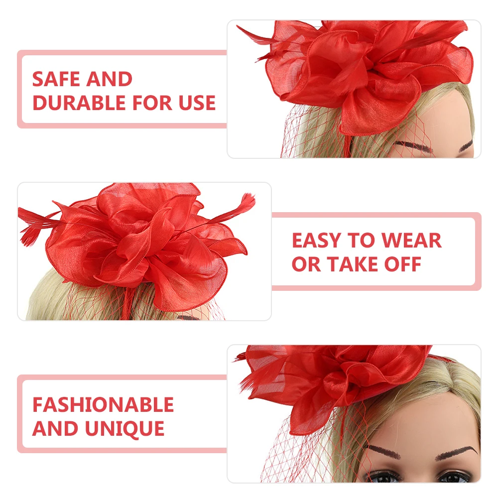 

Headb Women Fascinator Hair Accessory Red Cocktail Fascinator Detachable Clips Banquet Tea Party Prom Gifts