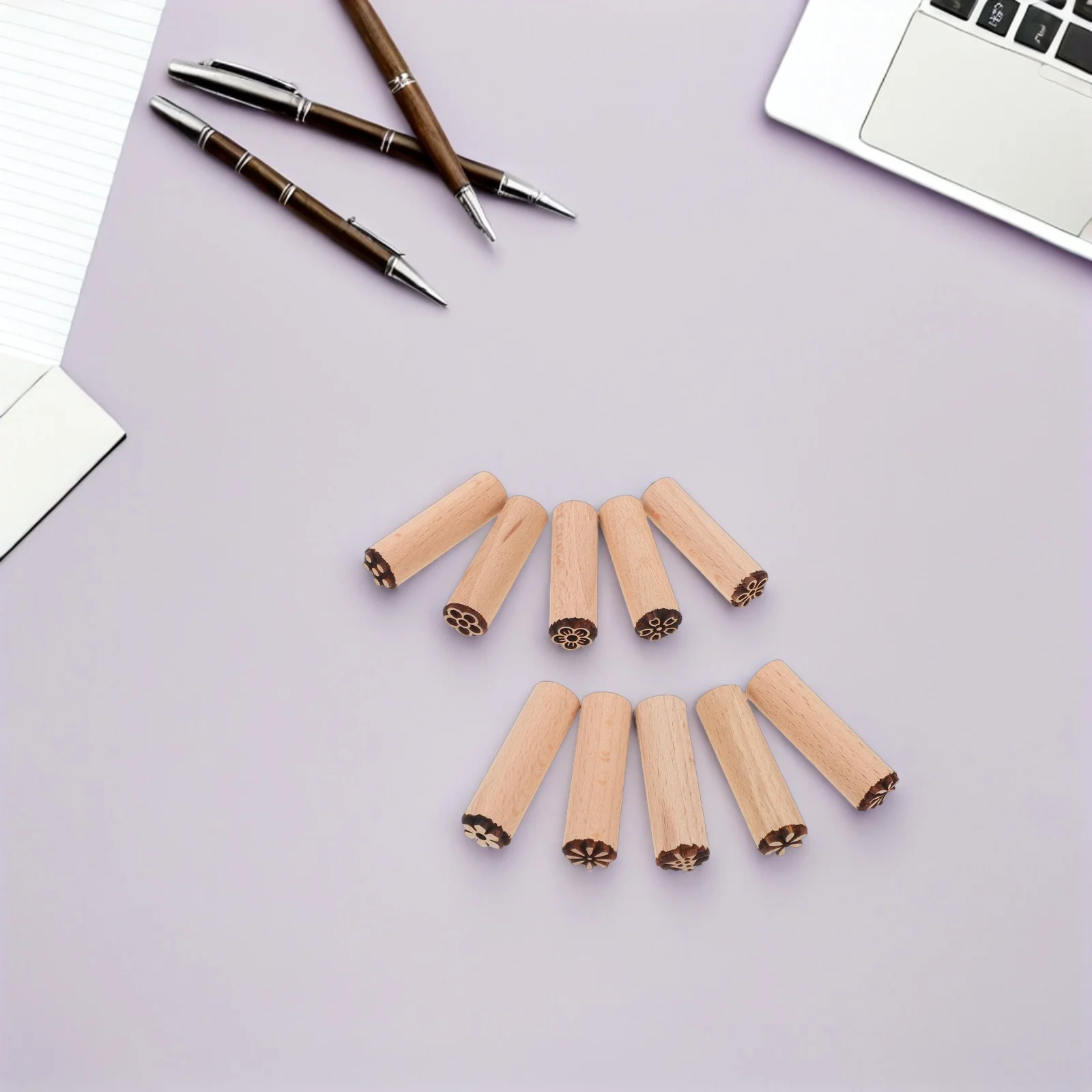 

10pcs Wooden Carving Stamps Set with Floral Designs for Polymer Clay Pottery Craft DIY Scrapbooking Engraved Tools