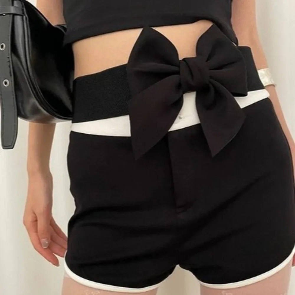 

Fashion Elastic Large Bow Belt Cloth Soft Wide Waistband Elegant Sweet Evening Dress Belt Trouser Decoration