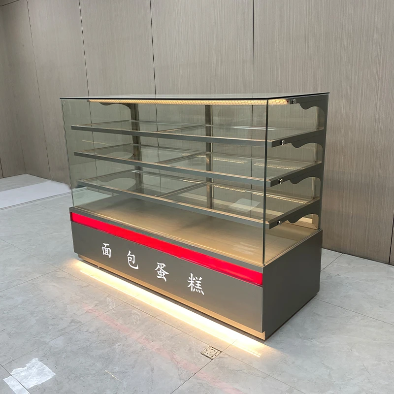 Display organizer's medium density fiberboard and glass pastry display cabinets for cake display