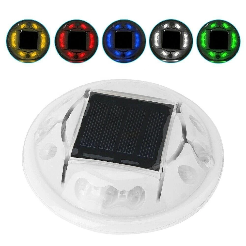 Waterproof Led Glass Road Stud Solar Power Driveway Reflectors Markers Garden Steady Warning Pathway Lamp