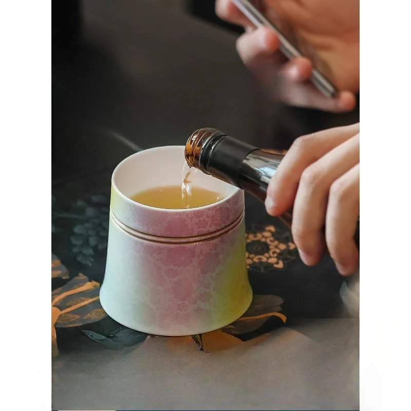 Grilled flower handmade ceramic high-end coffee cup mug afternoon teacup light luxury high-end gift