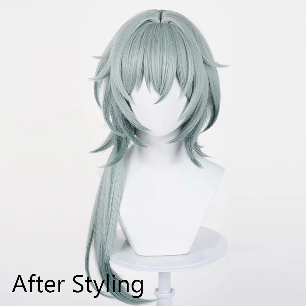 Picture 4: Honkai Star Rail Anaxagoras Wig Synthetic Long Straight Ombre Cyan Fluffy Game Cosplay Wig for Daily Party
