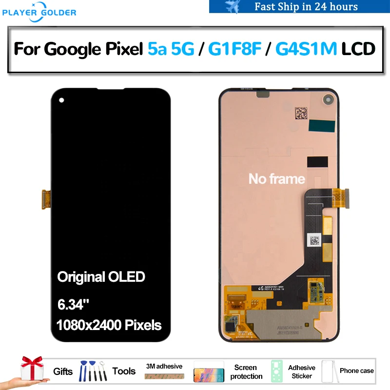 Original OLED For Google Pixel 5a 5G G1F8F G4S1M Pantalla lcd Display Touch Panel Screen Digitizer Assembly Replacement Parts